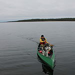 remando en el lago Inari