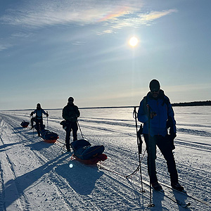Travesía curso lago Inari, marzo